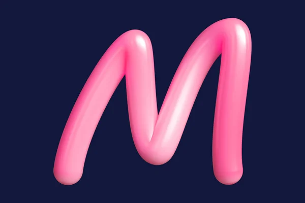 3D渲染圆圆的手写字体M为粉红色 适用于印刷品 艺术品 情调板和网络广告的图形资源 高质量的3D插图 — 图库照片