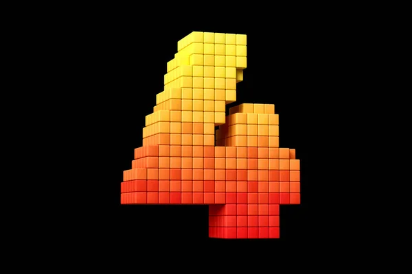 Digitaler Schriftzug Pixel Art Ziffer Gelb Und Orange Hochauflösendes Rendering — Stockfoto