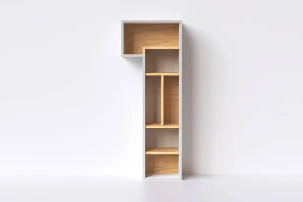 Træ Reol Form Nummer Ideel Til Interiør Design Web Eller - Stock-foto