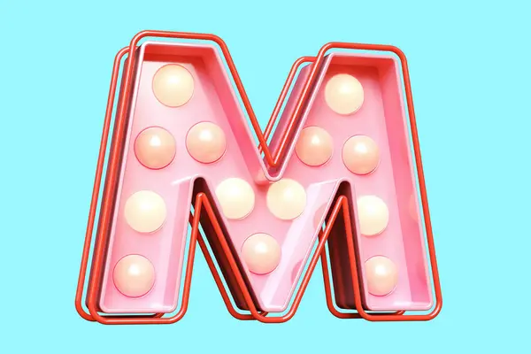 Pink Font Letter Bulb Lights High Quality Rendering — Stock Photo, Image