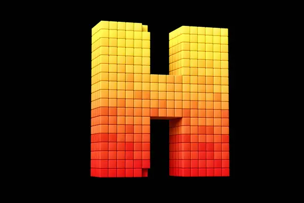 Retro Futuristiska Stil Pixel Konst Teckensnitt Bokstav Gul Till Orange — Stockfoto