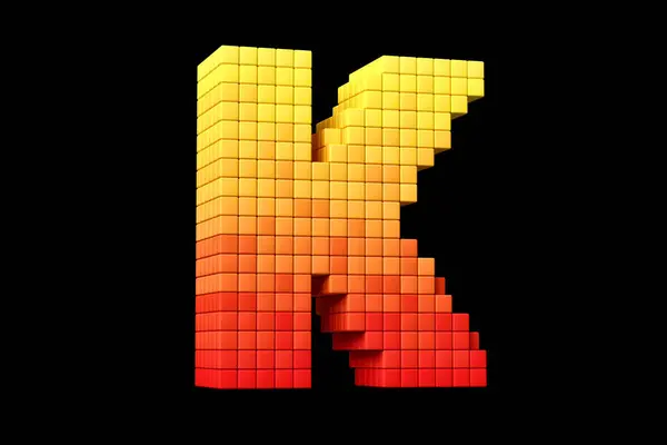 Caratteristica Tipografia Pixel Art Lettera Giallo Arancione Rendering Alta Definizione — Foto Stock