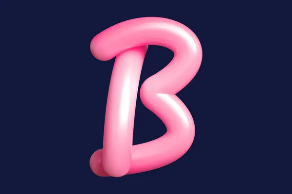 3Dレンダリングはピンクのフォント文字Bをインターレースしました プリント アートワーク ムードボード Web広告に適したグラフィックリソース 高品質3Dイラスト — ストック写真
