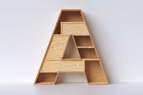 Regaldisplay Form Des Buchstabens Aus Holz Auf Weißem Hintergrund Hochwertiges — Stockfoto