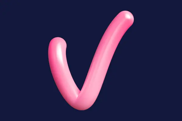 Curly lettering letter V in pink. Graphic resource suitable for prints, artworks, mood boards and web advertisings. High quality 3D rendering.