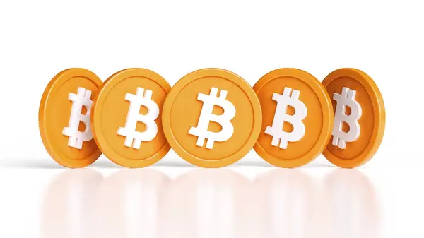 Set Von Bitcoin Kryptowährungsmünzen Aus Verschiedenen Blickwinkeln Illustratives Design Passend — Stockfoto