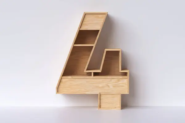4 numaralı ahşap boyalı mobilya, eko stili iç tasarım konsepti. 3d oluşturma