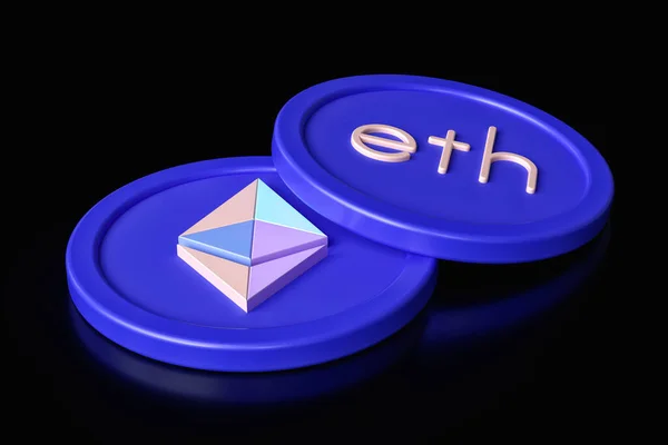 Ethereum Färgglada Cryptocurrency Polletter Som Visar Logotyp Och Eth Ticker — Stockfoto
