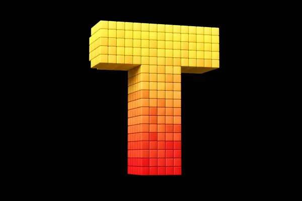 Arcade Old School Style Pixel Art Font Letter Yellow Orange — Stock Photo, Image