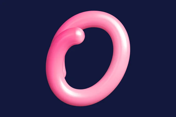 Groovy font letter O in pink. Graphic resource suitable for prints, artworks, mood boards and web advertisings. High quality 3D rendering.