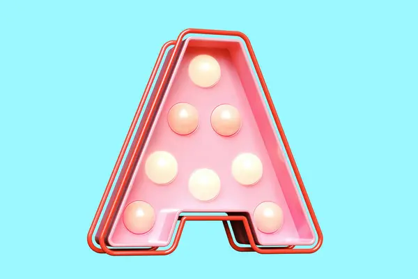 Pink Lighting Letter Retro Style Lettering Design Bulb Lights High — Stock Photo, Image
