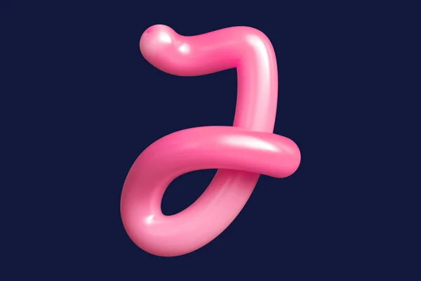 3D render rounded typography letter J in pink. Graphic resource suitable for prints, artworks, mood boards and web advertisings. High quality 3D illustration.