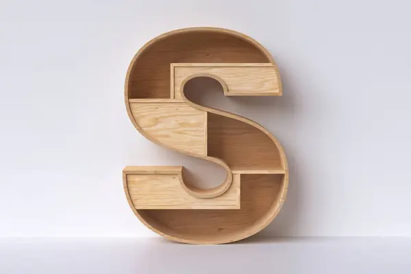 木製フォント 合板製の3DレターS 3Dレンダリング — ストック写真