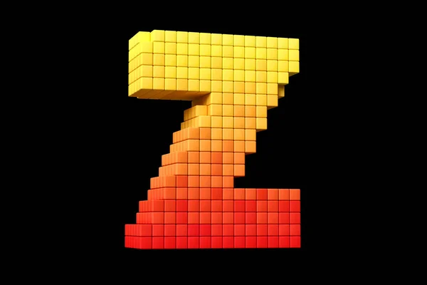 Bit Γραμματοσειρά Pixel Art Style Γράμμα Κίτρινο Και Πορτοκαλί Απόδοση — Φωτογραφία Αρχείου