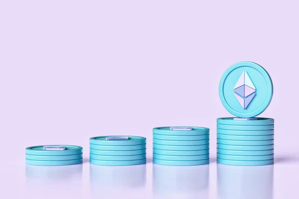 Set Stacks Ethereum Eth Tokens Sorted Order Smallest Largest Suitable — Stock Photo, Image