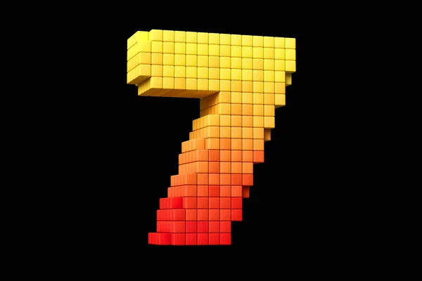 Pixel Art Chiffre Police Numéro Dans Composition Couleur Jaune Orange — Photo