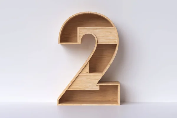 合板木から成っている3D番号2の家具 インテリアデザインの装飾コンセプト 3Dレンダリング — ストック写真