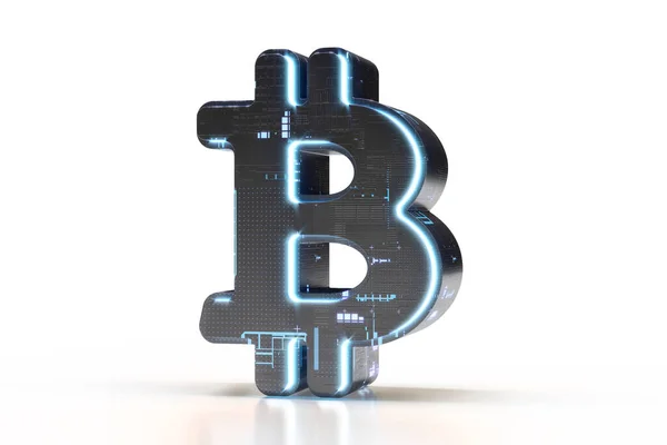 Bitcoin Logo Futuristischen Computerstil Geeignet Für Technologie Elektronik Engineering Digital — Stockfoto