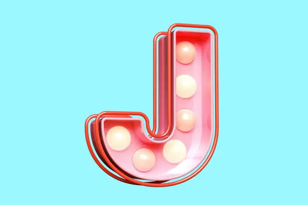 Circus Marquee Style Typeface Letter Pink Attractive Luminous Font Warm — Stock Photo, Image