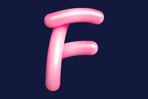 粉红的卷曲字母F 适用于印刷品 艺术品 情调板和网络广告的图形资源 高质量3D渲染 — 图库照片