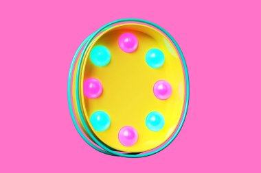 Ampul marquee yazı dizisi numarası 0. Yüksek kalite 3B görüntüleme