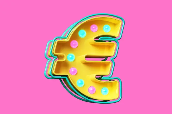 Glühbirnen Festzelt Form Des Euro Symbols Hochwertiges Rendering — Stockfoto