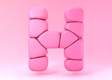 3 boyutlu H harfi sakız parçalarından yapılmıştır..