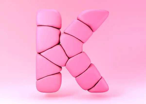ピンクの柔らかい形から成っている3D文字K — ストック写真