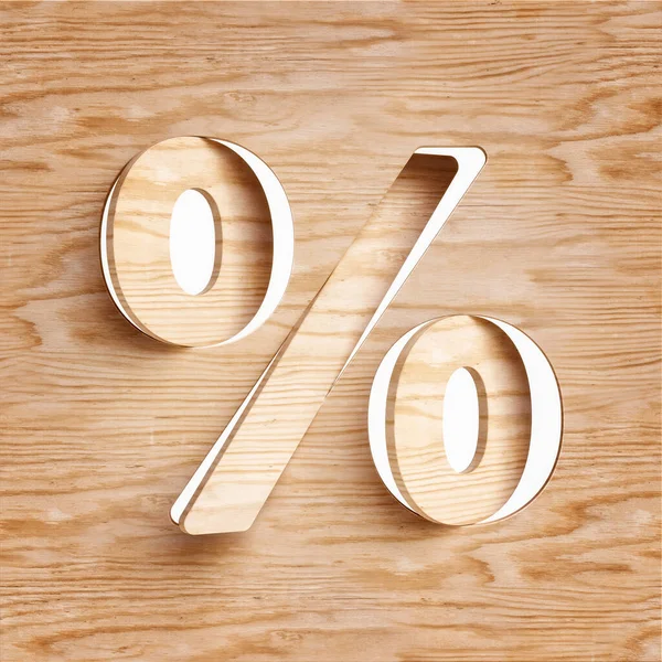 Percentage Uit Hout Gesneden Symbool Ontwerp Geschikt Voor Rustieke Natuurlijke — Stockfoto