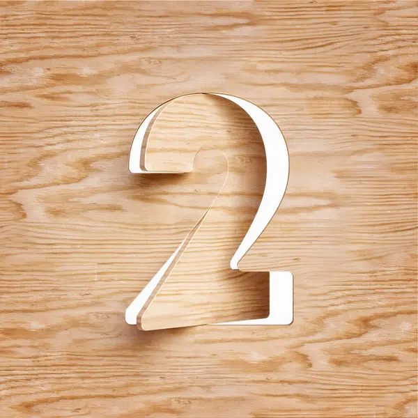 Cut Out Rotated Font Made Wood Digit Number High Definition — Stock Photo, Image