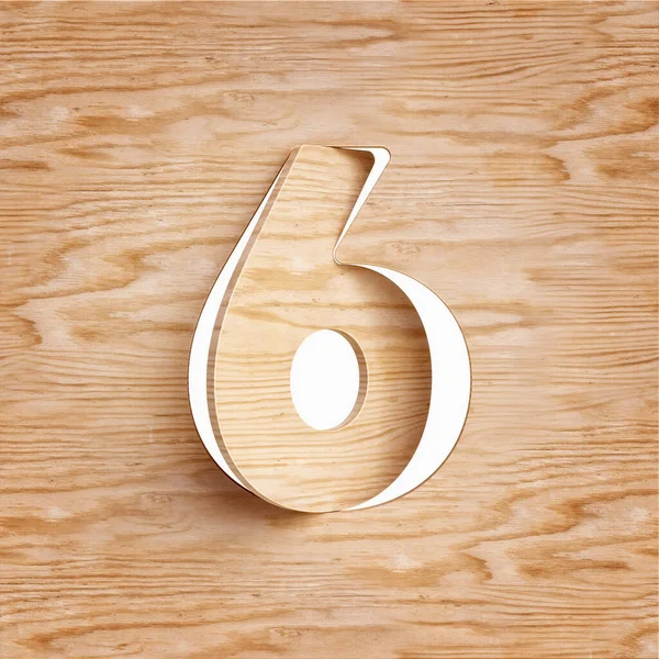 Wood Cortou Dígito Tipográfico Número Alta Definição Renderização — Fotografia de Stock