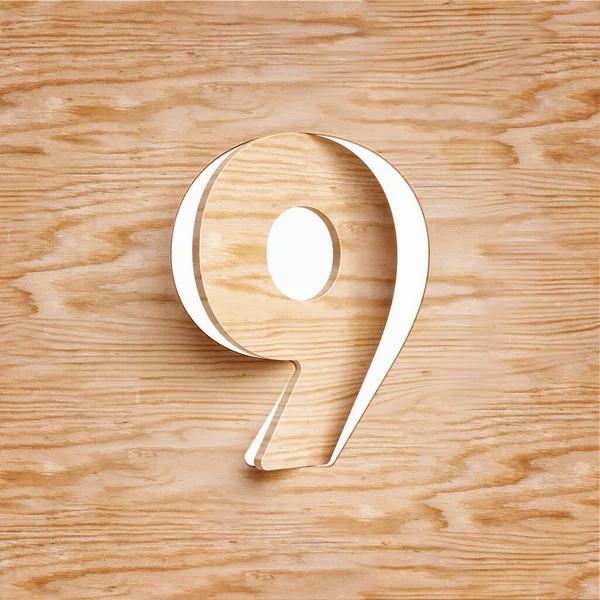 Chiffre Conception Typographie Woodcut Numéro Rendu Haute Qualité — Photo
