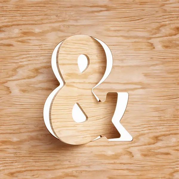 Tipo Corte Madera Ampersand Símbolo Diseño Adecuado Para Conceptos Rústicos —  Fotos de Stock