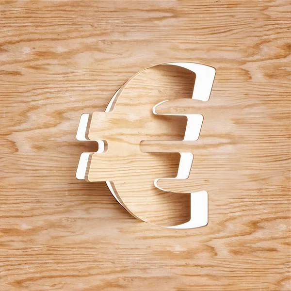 Wood Cuted Rotated Euro Sign Design Suitable Rustic Natural Ecological — Stock Photo, Image