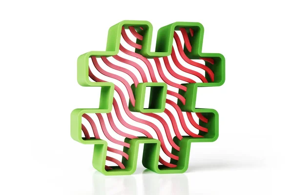 Creative Meloun Styl Hashtag Symbol Vyrobený Zeleného Červeného Barevného Schématu — Stock fotografie