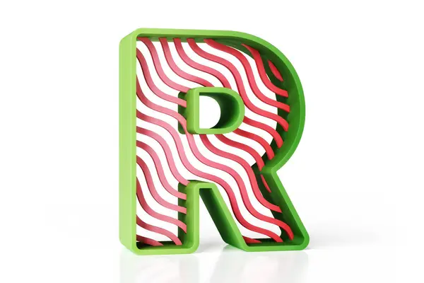 Letra Verde Roja Material Plástico Con Formas Onduladas Visualización Alta —  Fotos de Stock