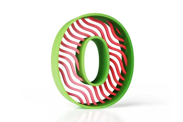 フルーティークリエイティブナンバー0 緑と赤のマットペイントスタイルで作られています 高精細3Dレンダリング — ストック写真