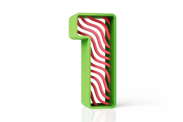 Grüner Und Roter Isometrischer Stil Nummer Schrift Aus Kunststoff Gestreiften — Stockfoto