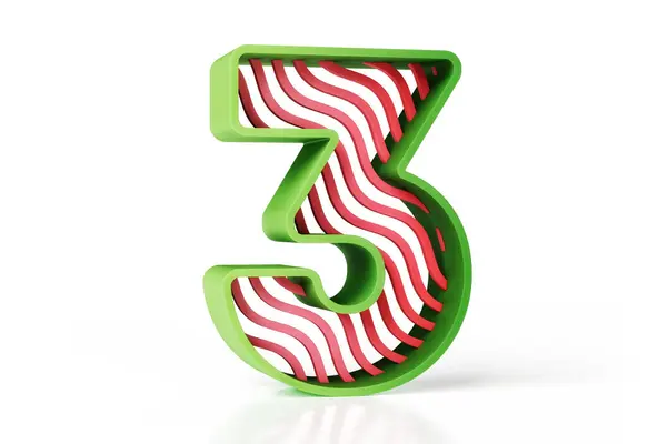 Number Designed Green Outline Red Waves Pattern High Resolution Rendering — Stock Photo, Image