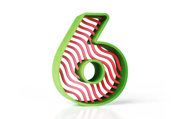 Number Modern Cheerful Style Green Red Colors Wavy Stripes Style — Stock Photo, Image