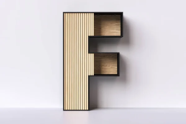 Dřevěná Police Tvaru Písmene Design Nápad Pro Zobrazení Knih Nebo — Stock fotografie
