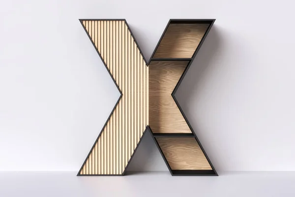Wooden Letter Modern Design Shape Shelving Unit Inspired Japandi Decorative — Stock Photo, Image