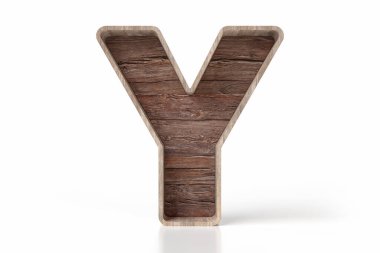 İşlenmemiş ahşap yazı tipi 3 boyutlu Y harfi geri dönüşümlü tahtalardan yapılmıştır. Modern bir kırsal konseptte metinler bestelemek için uygun. Yüksek detaylı 3B görüntüleme.