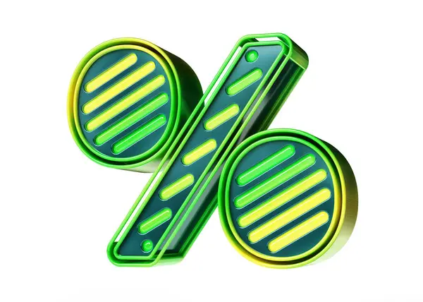 Procent Symbool Groen Tot Geel Verloop Opvallende Kleurrijke Citroen Limoen — Stockfoto