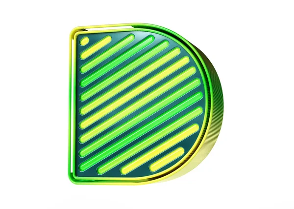 グリーンエネルギースタイル3Dタイプフェイス フラッシュレターD 緑色から黄色色へ 高品質の3Dレンダリング — ストック写真
