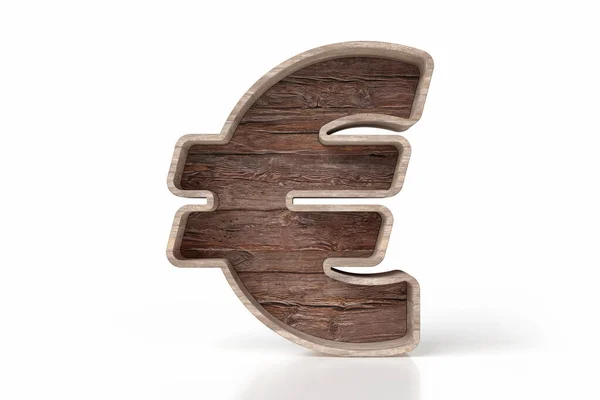 Símbolo Euro Feito Madeira Reciclada Crua Vendas Conceitos Preços Para — Fotografia de Stock