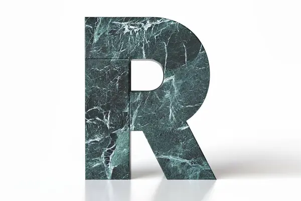 Marbleized Effect Letter Dark Green Teal Tones High Quality Rendering — Stock Photo, Image