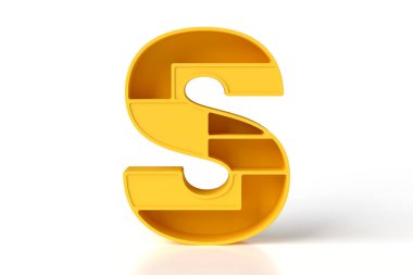 Plastik şekillerden yapılmış gösterişli S-3D harfli yazı tipi. Yüksek çözünürlüklü 3B görüntüleme.