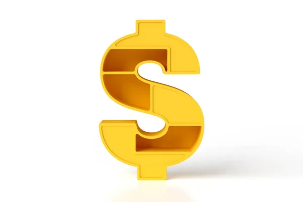 Sinal Dólar Projetado Estilo Plástico Amarelo Alta Qualidade Renderização — Fotografia de Stock