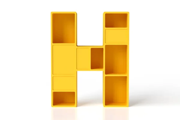 Geometric Letter Made Yellow Matte Painted Plastic Shelves Storage Hollows — Stock Photo, Image